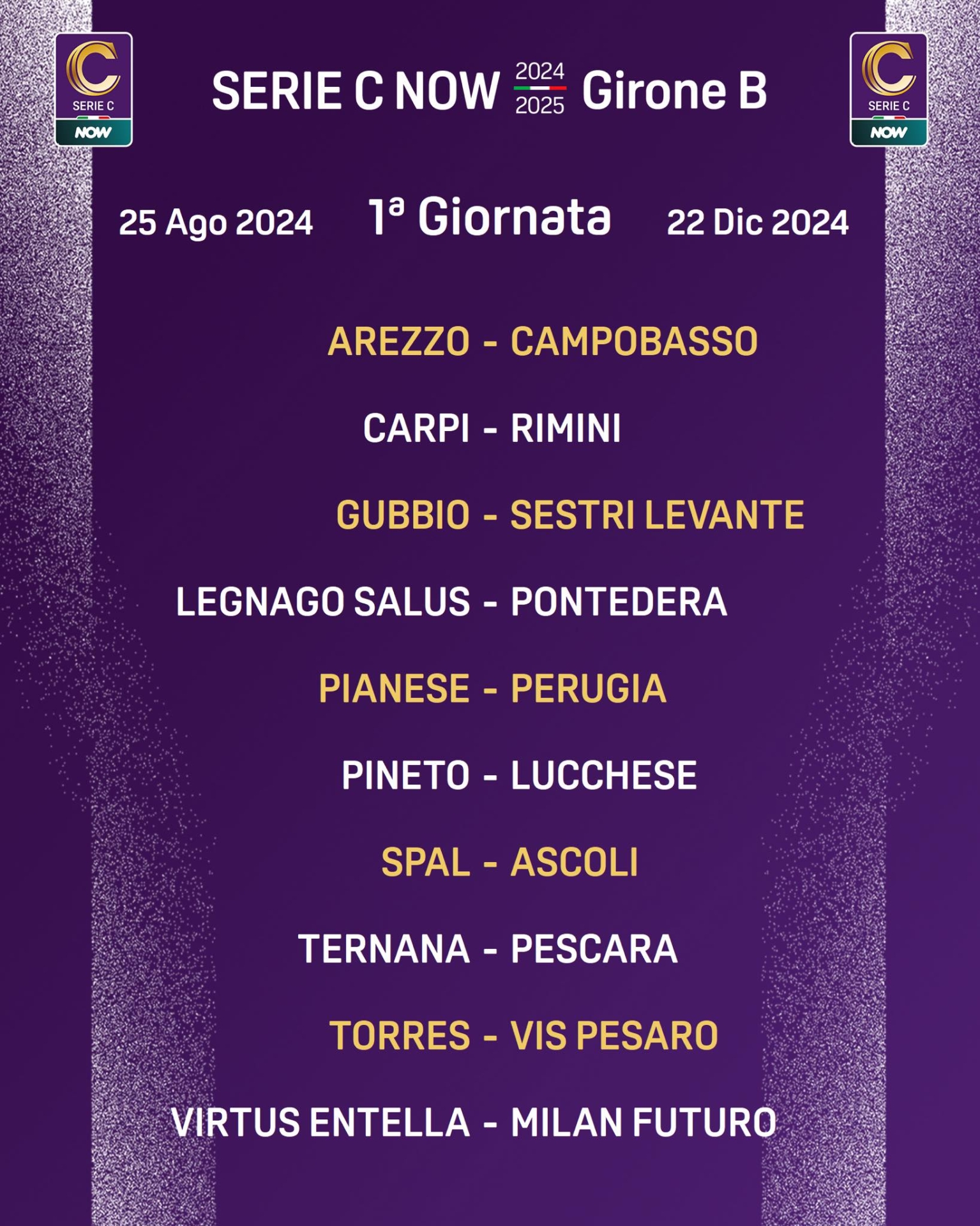 LEGA PRO GIRONE B - CALENDARIO