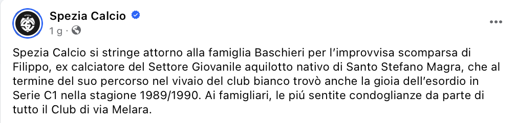 SPEZIA CALCIO - CORDOGLIO FILIPPO BASCHIERI