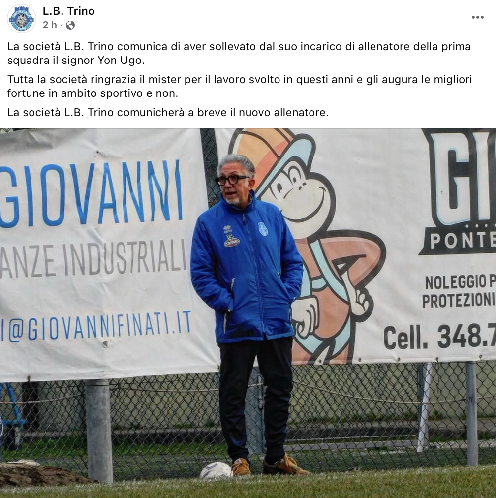 PROMOZIONE LB TRINO - UGO YON ESONERATO