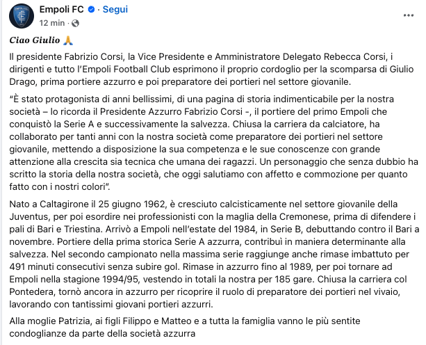 EMPOLI SERIE A - CORDOGLIO GIULIO DRAGO