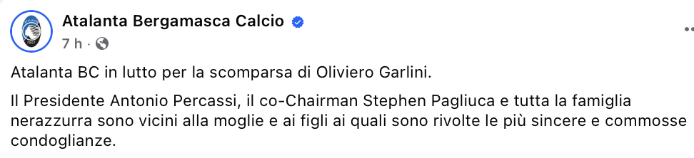 ATALANTA - CORDOGLIO OLIVIERO GARLINI