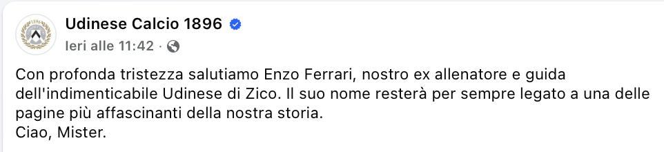 UDINESE - CORDOGLIO ENZO FERRARI