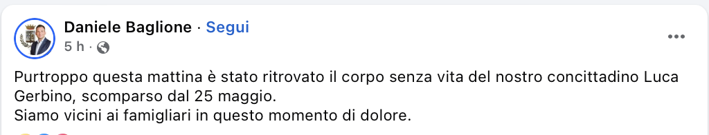 RICORDO LUCA GERBINO - SINDACO GATTINARA DANIELE BAGLIONE
