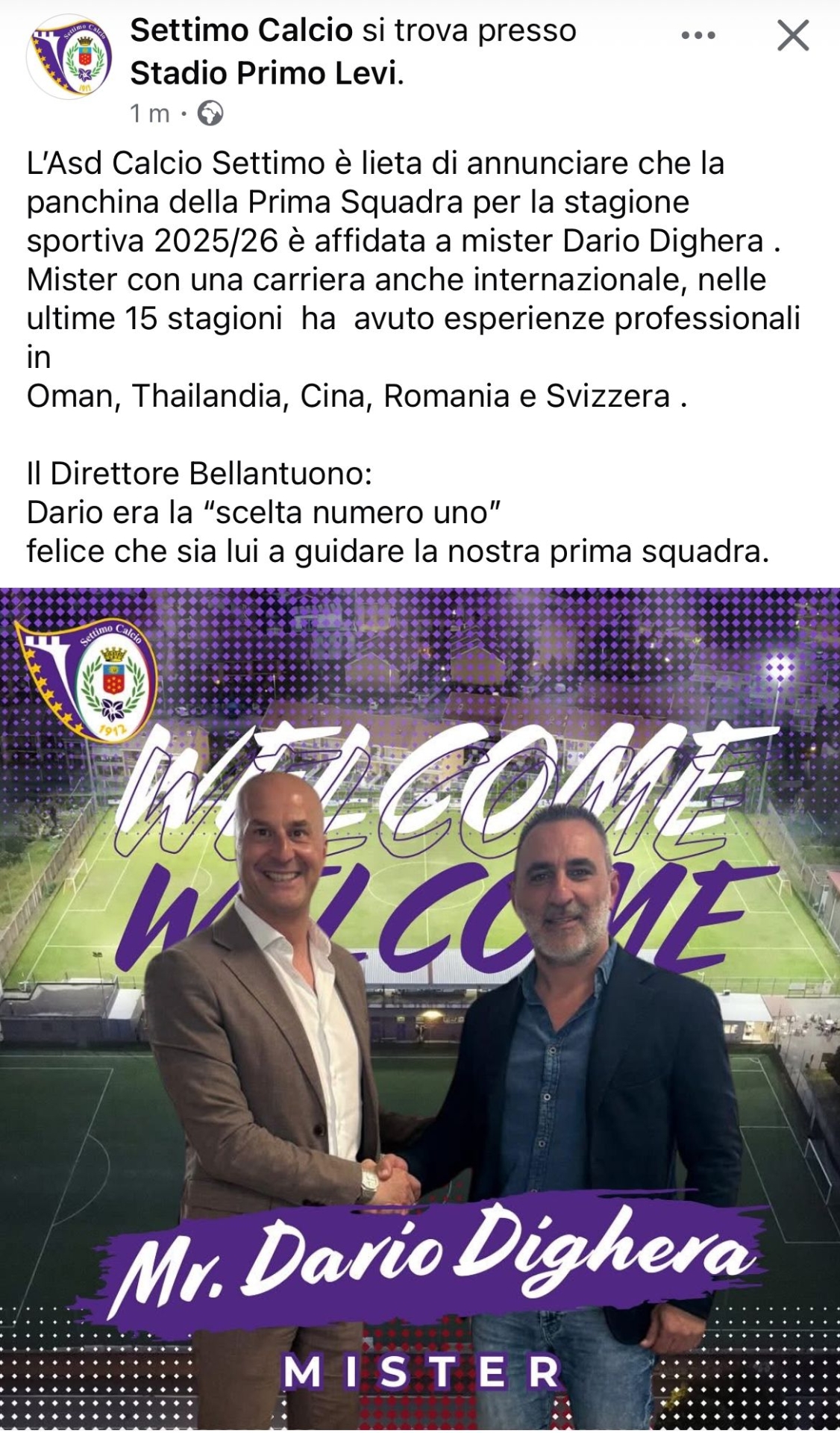 SETTIMO ECCELLENZA - DARIO DIGHERA ALLENATORE