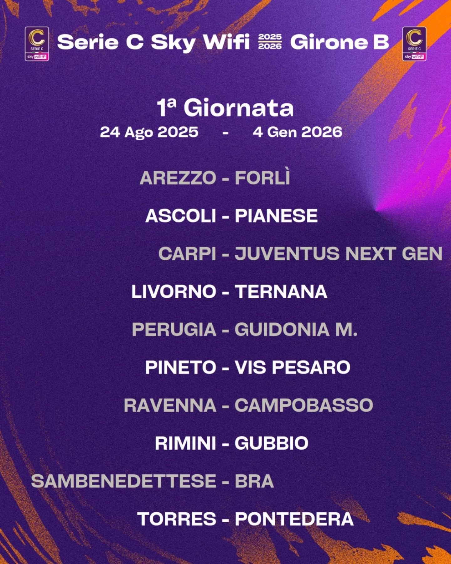 SERIE C GIRONE B - CALENDARIO