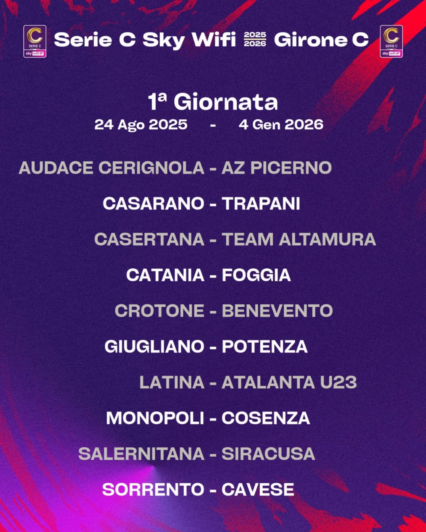 SERIE C GIRONE C - CALENDARIO