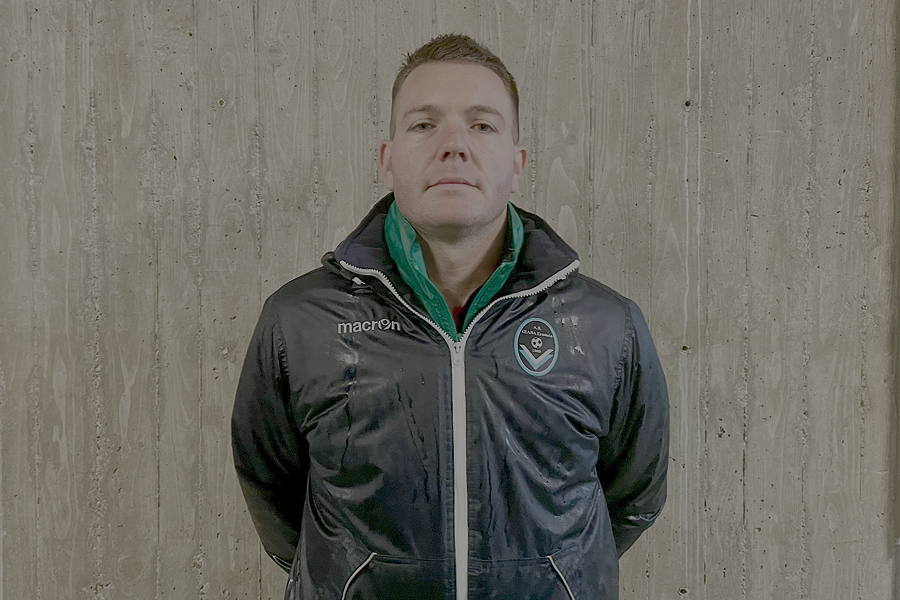 L'allenatore biancazzurro Simone Villa.